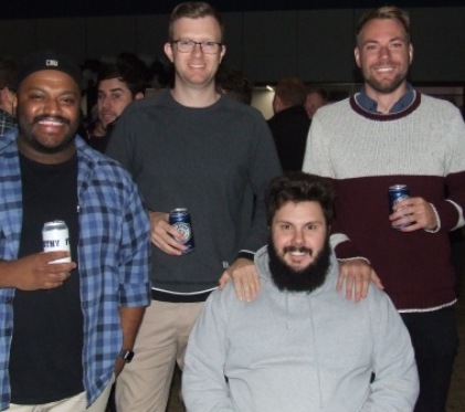 The Fifths were out in force for the opening. L-R Manu Poulose, Justin Trowell, Shane Chalmers (front) and Liam Shaw.