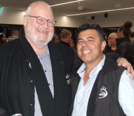 It's great to see the pavilion finally open: Cr Jim Cusack (left) with cricket/football/bowls stalwart Mick Intagliata.