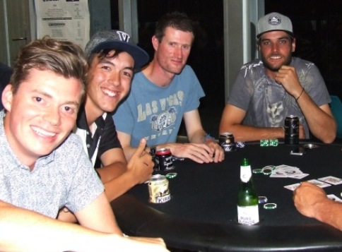 Into the cards: L-R 2017 winner Daniel Comande, Nigel Cowan, Daniel Ayers and Jesse Felle.