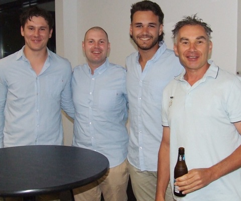 Blue shirts and tan trousers are worn by all the fashionable people - and Deano!. L-R Jack Newman, Dom Rettino, Luke Brock and Dean Jukic.