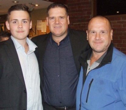 Smiths to the fore: L-R: Lachlan, who made his senior debut this season, proud dad and club stalwart Geoff, and Sevenths bowling award winner Peter.