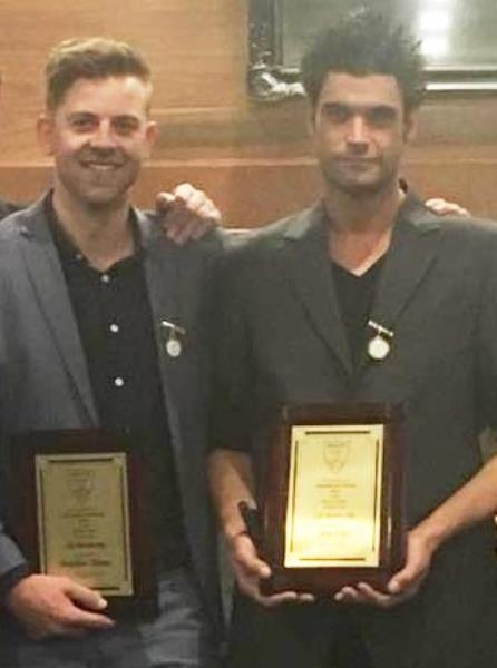 Matt Thomas (left) and Jesse Felle proudly wear their Life Member badges.