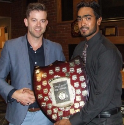 Both two-time winners of this award: Matt Thomas (left) with 2017/18 Club Champion Chanaka Silva.