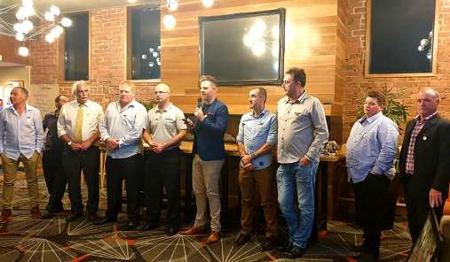 The gathering of Life Members: L-R Dean Jukic, Danny Terzini, Charlie Walker, Darren Nagle, Michael Cumbo, Matt Thomas, Jim Polonidis, Jim McKenzie, Mark Gauci and Sean O'Kane - before the new members were inducted to the honored ranks.