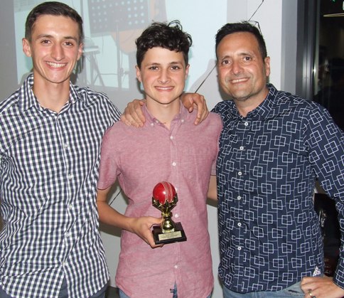 Hat-trick taker Noah Nimorakiotakis is flanked by brother Luca and father/captain Bill. 