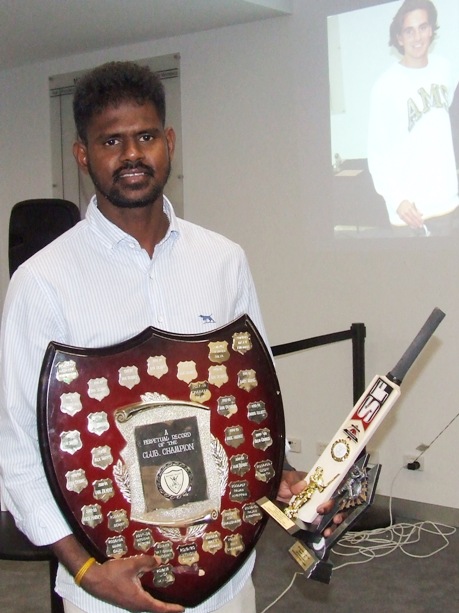 Nadeera Thuppahi with his Club Champion award - and century milestone.