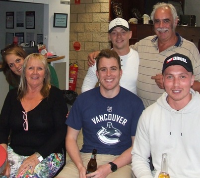 Like family: Back - Benjamin Pearson and Charlie Walker. Front - Caroline, Adele and Nigel Walker and Freddie Priestley.