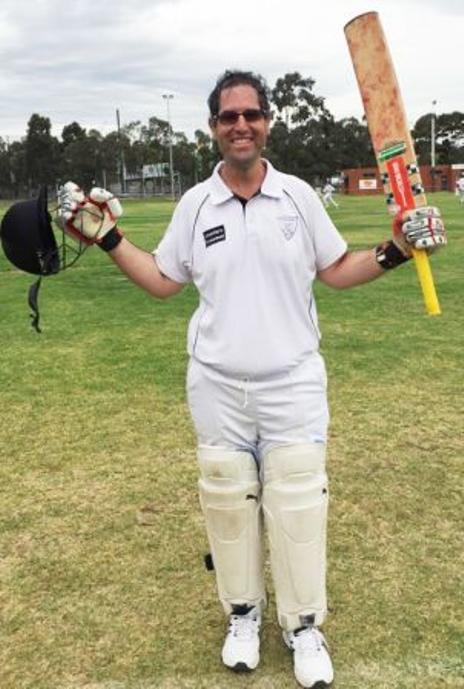 Popular batsman Brendan "Jonty" Rhodes after his maiden century - fittingly played at home at Ormond Park.