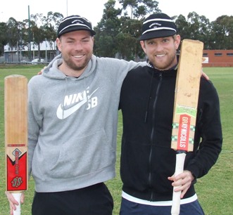 Ton-up teammates - Liam Shaw (left) and Jarrad Sims.