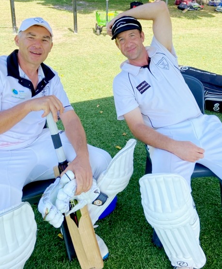 Milestone man Ben Thomas (right) with fellow life member and teammate Dean Jukic. Milestone man Ben Thomas (right) with fellow life member and teammate Dean Jukic.