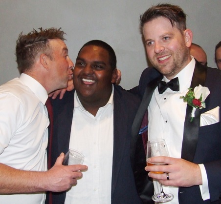 Sharing the brotherly love with Channa DeSilva - Ben (left) and Matt Thomas.