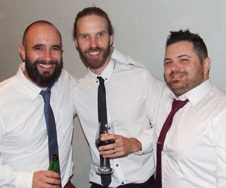 White shirts and thin ties - L-R Murray Walker, Brendan McKeegan and Anthony Riggio - all played cricket at the Valley.