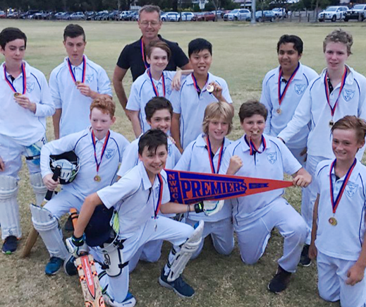 Coach Peter Pickering stands proudly with our Premiership players: L-R: Back - Luca McMonagle, Thomas Kruspe, Thomas King, Nam Nguyen, Pranav Matha, Riley Walsh. Middle - Thomas Nightingale, Dejan Gilevski, Thomas Barnett, Harry Pickering. Front - Jesse Maljanek-Smith, Jakob Haskell.