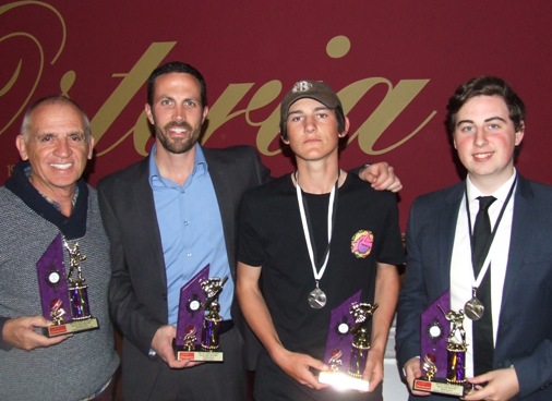 Proud winter comp trophy winners: L-R Neil King, Michael Ozbun, Jordon McDonald and Matthew Esmore.