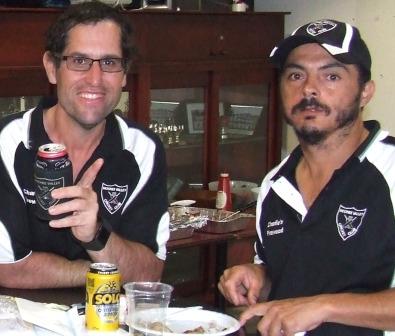 Looking resplendent in Black and White: Brendan "Jonty" Rhodes (left) and Dan Terzini.