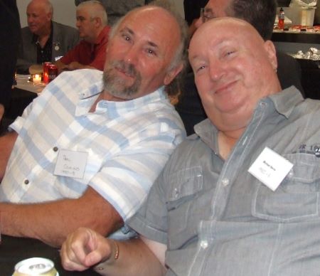 Kicking back and enjoying the night: Paul Comino (left) and Michael Bevis.