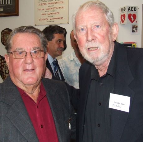 Doug McLaggan (right) with Moonee Valley's official Legend of the club, Ray Storey.