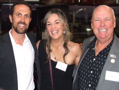 Club Secretary Michael Ozbun, partner Emma O'Donnell and Life Member Warwick Nolan confer.