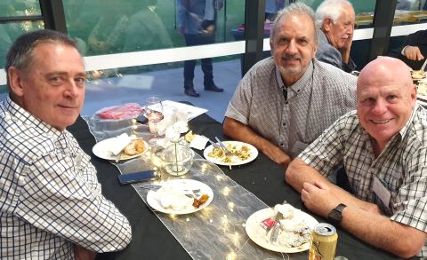 Welcome back: L-R Dave Talbot, John Bentivoglio and Paul Wood.