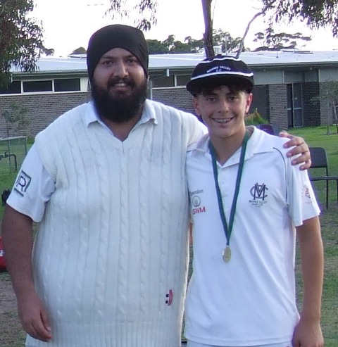 Mid-season recruit Joel Italia made a strong contribution to the Fourths and was rewarded with the Premiership - pictured here with skipper Manu Singh.