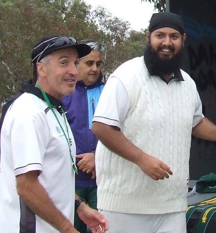 A fifth Moonee Valley premiership for the magnificent Jim Polonidis - getting his medal from Manu Singh.