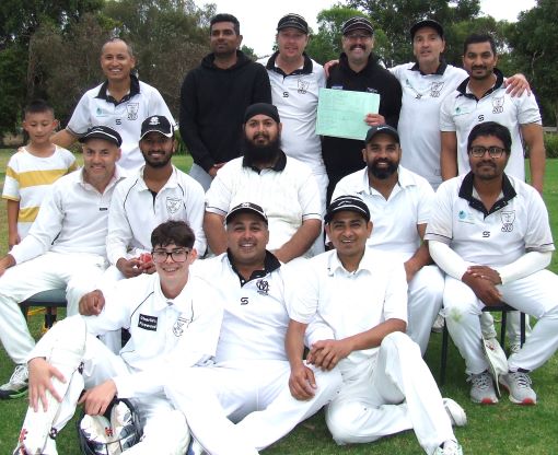 Thanks Coach, thanks Scorer. Here's the expanded team. L-R: Standing - junior star Logan Shrestha with dad Chand, coach Wasim Abbas, Mitchell Britton, scorer Brendan Jonty Rhodes, Jim Polonidis and Vinnie Singh. Middle - Sam Carbone, Jay Patel, Manu Singh, Sunny Singh and Maks Rahman. Front - Cullan Morrissy, Sagar Bhatia and Prashant Hirani.