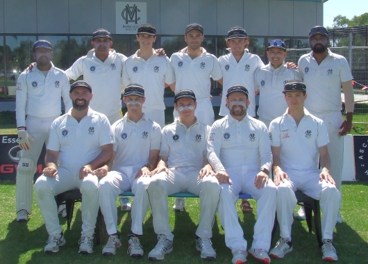 Our First Eleven Grand Final team. L-R. Back - Suraj Weerasinghe, Ruwan Jayaweera, Luca Nimorakiotakis, Luke Brock, Tain Piercy, Chand Shrestha and Rusiru Jayasiri. Front - Steve Hazelwood, Sam Younghusband, Jack Newman, Brayden McGregor and Dejan Gilevski.