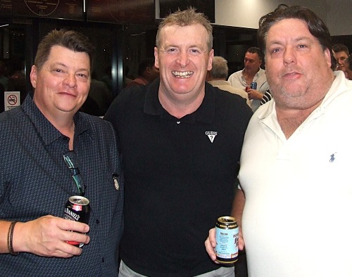 Catching up with old mates: L-R Mark Gauci, Sean O'Connor and Ryan Fairclough.
