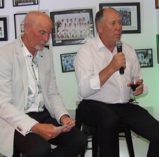 What have I left loose? Greg Peters (left) asked Ian Denny a question on his career, and he's now in full flight.
