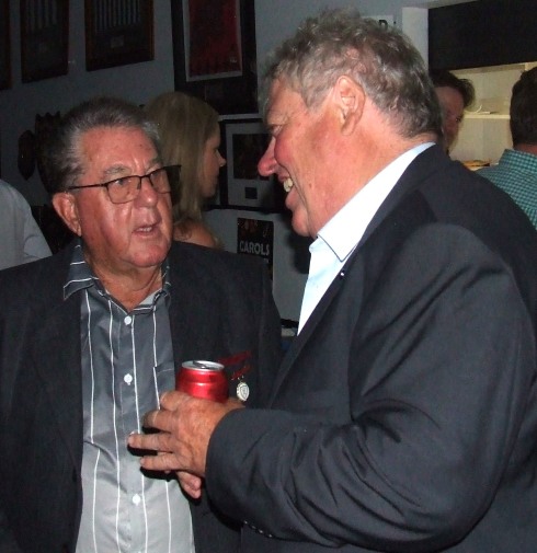 Swapping some old war stories: Ray Storey (left) and Terry Nagle.