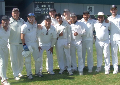 Our victorious Thirds team at home for Prashant Hirani's 50th game: L-R Maks Rahman, Sunil Bhandari, Chand Shrestha, Sagar Bhatia, Lachlan Smith, Vansh Tandon, Joshua Norsetter, Prashant Hirani, Vinny Singh, Sukhwinder Jaiswal and Muhammad Amir.