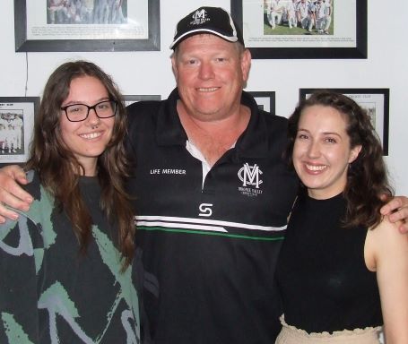 Our worthy winners from our Women's Premiership team: Coach Darren Nagle with MVP Tara Newman (left) and fielding award winner Sarah Fenn.