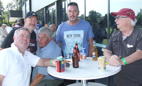 The outside action: L-R Norm Wright, Gary Irons, Paul Cramer, Jim McKenzie and Stewie. 