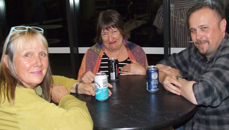 Getting ready for her return to the playing field: Adele Walker (left) with friends Susan Williams and David Jones.