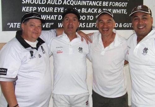 Long-time warriors playing together - L-R Mark Gauci, Jim Polonidis, Dean Jukic and Sagar Bhatia in the rooms before the game.