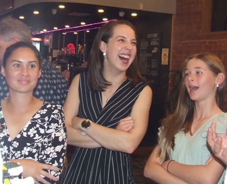 Winners can be grinners - and so it is with premiership players (L-R) Yasmin King, Sarah Fenn and Katherine Baker.