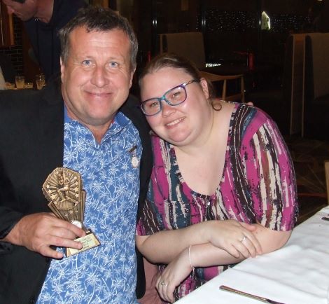 Sixth Eleven batting award winner Shaun Rayment with fiancee Lara Davis.