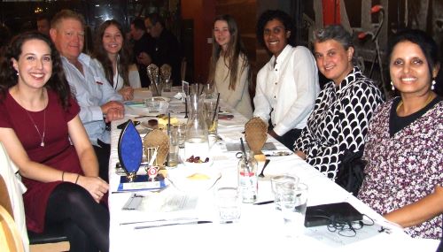 Our victorious women's team was well represented on the night: L-R Sarah Fenn, coach Darren Nagle, Tara Newman, Katherine Baker, Jane Greenshields, Sandra Verschoor and Sridevi Thoppe.