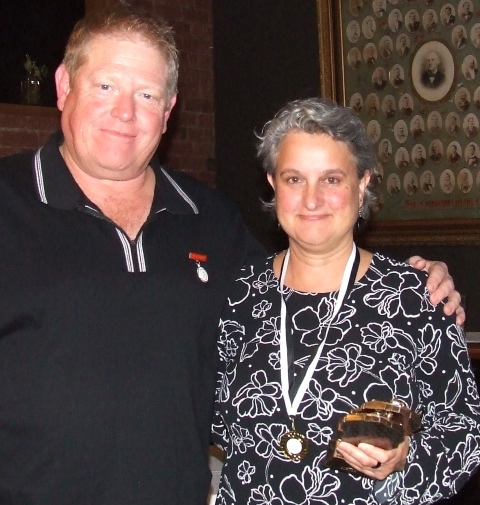 Women's coach Darren Nagle with his batting star - Sandra Verschoor took out the batting award with 333 runs @ 333.