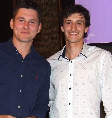 Firsts captain Jack Newman (left) presented the First Eleven fielding award to Luca Nimorakiotakis.