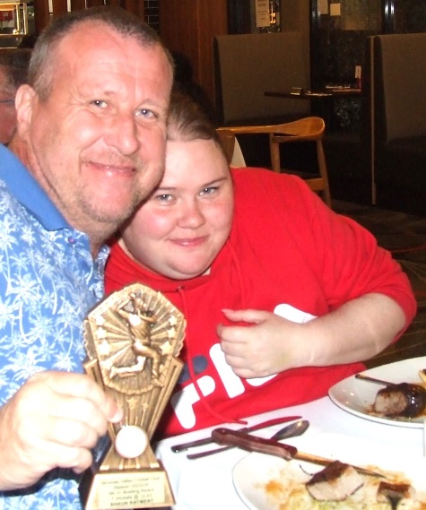 Fifth Eleven bowling award winner Shaun Rayment with fiancee Lara Davis.