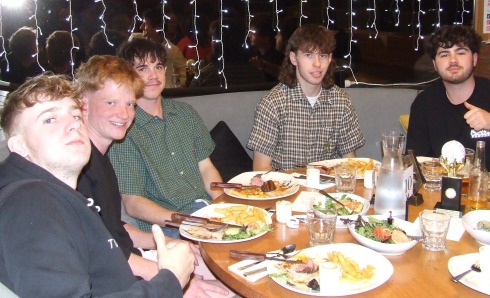 Second Eleven players celebrating premiership success: L-R Jordy Walsh, Zac Nilsson, Henry Thomas, Mitchell Higgs and Tom Morrissy.