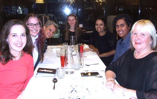 Women's players present and past were well represented. L-R Sarah Fenn, Tara Newman, Sandra Verschoor, Katherine Baker, Sridevi Thoppe, Jane Greenshields and Adele Walker.