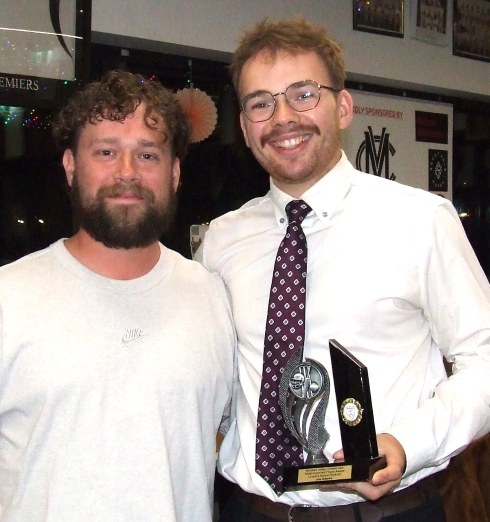 Coach Brayden McGregor (left) with Coach's Award winner Joe Adams.