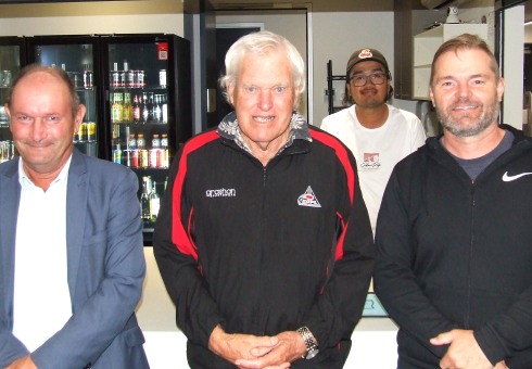 Moonee Valley values our connection and cameraderie with the umpiring fraternity, and were pleased to have senior umpires attend our night. L-R Moonee Valley committee member and senior umpire Paul Simon; Ron Pontague; Marcus Lee, who helped us by running the bar; and Shane Collins.
