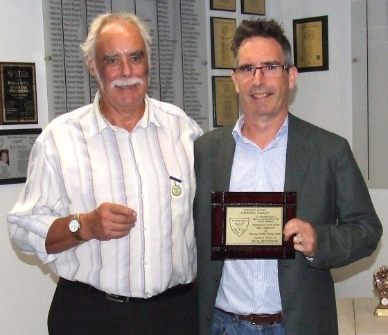 Our 2024/25 Lindsay Jones Best Clubman Paul Sevenson (right) received his plaque from President Charlie Walker.