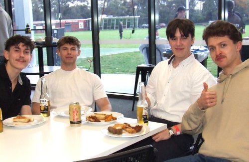 Deej and his mates: Dejan Gilevski (right) brought mates Josh, Liam and Zach to the reverse raffle.