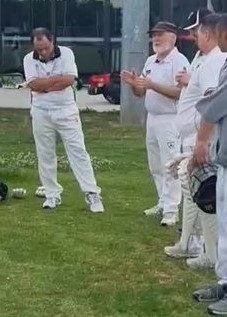 Danny tries not to be the focus of attention while Fifths captain Allan Cumming speaks about his wonderful career.