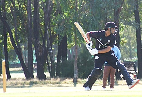 Krish Kanchan hits out in his innings top score of 39.