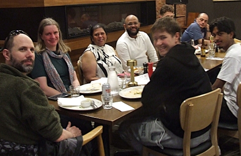 We were fed well at the Moonee Ponds Club: L-R Alex and Bec Lubansky, Thilini and Indika Perera, Dejan Gilevski, Danny Terzini, Aksha Perera and David Lubansky.